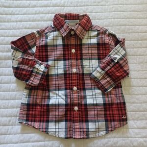 Janie and Jack baby boy red plaid button down.  Size 6-12 months.